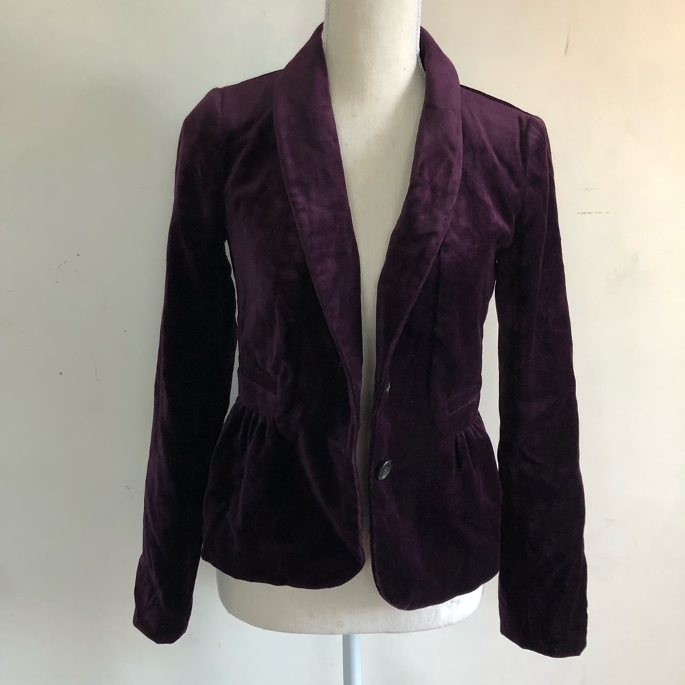 J. Crew purple velvet blazer size 0